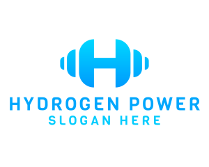Hydrogen - Modern Fitness Dumbbell Letter H logo design