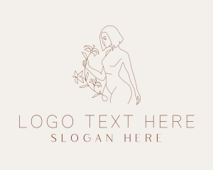 Brown - Floral Beauty Model logo design