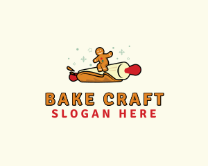 Gingerbread Rolling Pin Baker logo design