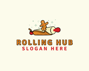 Gingerbread Rolling Pin Baker logo design