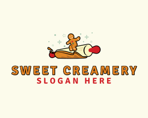 Gingerbread Rolling Pin Baker logo design