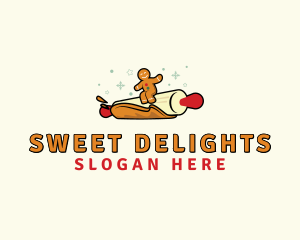 Gingerbread Rolling Pin Baker logo design