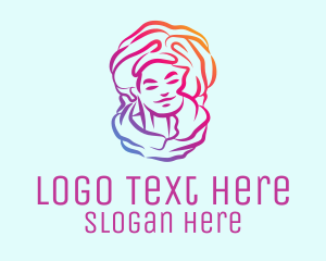 Pride - Multicolor Woman Face logo design