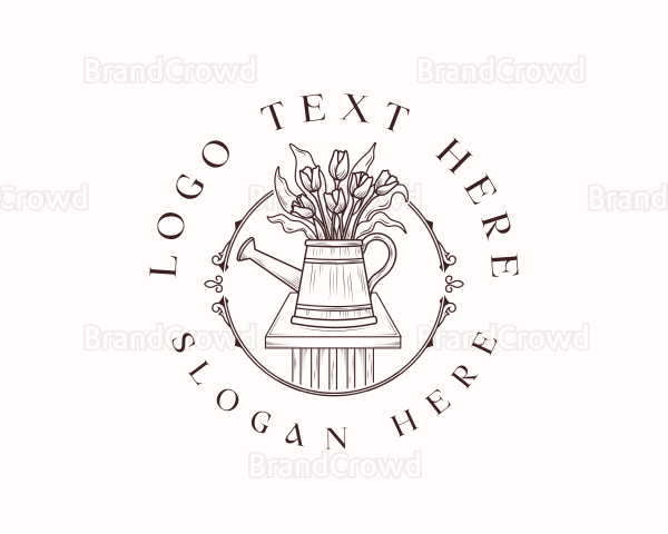 Rustic Flower Watering Can Logo