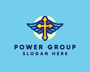 Religious Cross Wings Logo