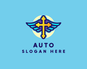 Religious Cross Wings logo design