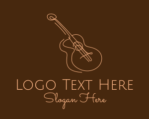 Acoustic Guitar - Line Art Brown Guitar logo design