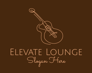 Lounge - Line Art Brown Guitar logo design
