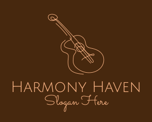 Serenade - Line Art Brown Guitar logo design