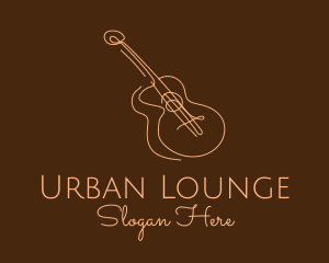 Lounge - Line Art Brown Guitar logo design