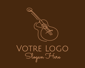 Line Art Brown Guitar  logo design