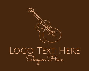 Line Art Brown Guitar  Logo