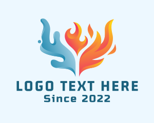 Water Fire Blaze Logo