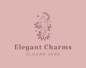 Elegant Feminine Gem Leaves logo design