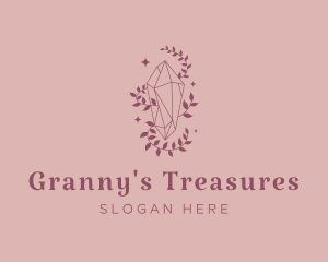 Elegant Feminine Gem Leaves logo design