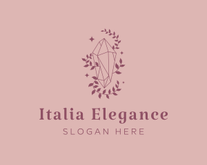 Elegant Feminine Gem Leaves logo design