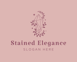 Elegant Feminine Gem Leaves logo design