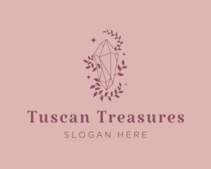 Elegant Feminine Gem Leaves logo design