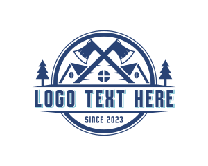Emblem - Lumberjack Carpentry Axe logo design