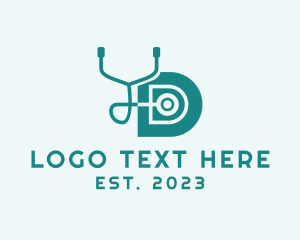 First Aid - Medical Stethoscope Letter D logo design