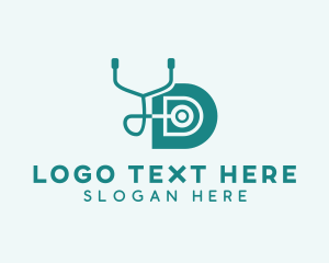 Medical Stethoscope Letter D  logo design