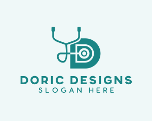 Medical Stethoscope Letter D  logo design