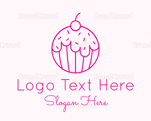 Round Cherry Cupcake Logo