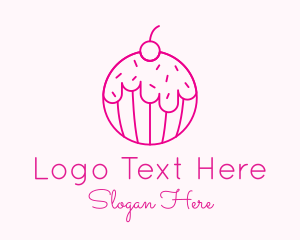 Round Cherry Cupcake Logo