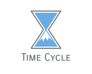 Mountain Peak Hourglass Time logo design