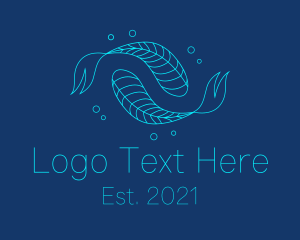 Horoscope - Blue Pisces Fish Swimming logo design