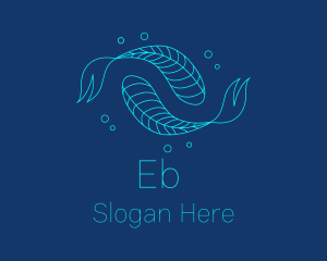 Blue Pisces Fish Swimming  Logo