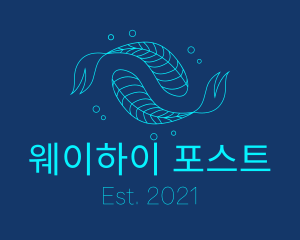 Blue Pisces Fish Swimming  logo design