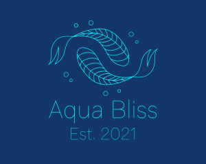 Blue Pisces Fish Swimming  logo design