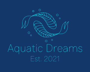 Blue Pisces Fish Swimming  logo design