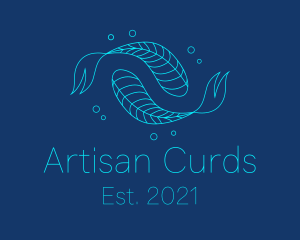 Blue Pisces Fish Swimming  logo design