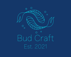 Blue Pisces Fish Swimming  logo design