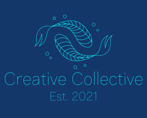 Blue Pisces Fish Swimming  logo design