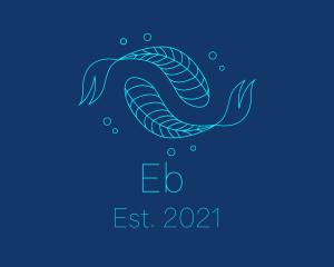 Fish Aquarium - Blue Pisces Fish Swimming logo design