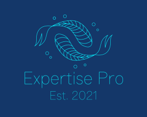 Blue Pisces Fish Swimming  logo design