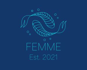 Blue Pisces Fish Swimming  logo design