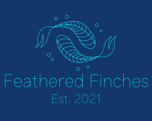 Blue Pisces Fish Swimming  logo design