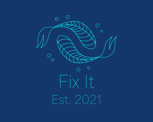 Blue Pisces Fish Swimming  logo design