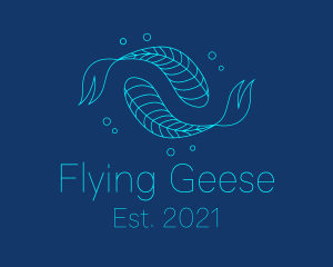 Blue Pisces Fish Swimming  logo design