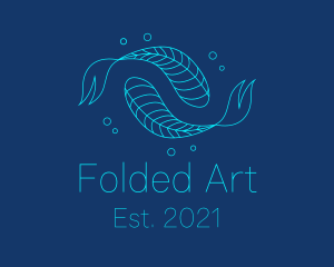 Blue Pisces Fish Swimming  logo design