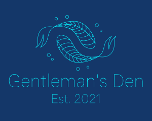 Blue Pisces Fish Swimming  logo design