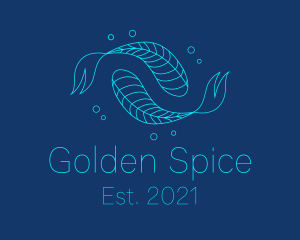 Blue Pisces Fish Swimming  logo design