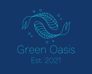 Blue Pisces Fish Swimming  logo design