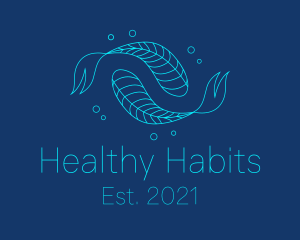 Blue Pisces Fish Swimming  logo design