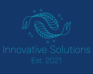 Blue Pisces Fish Swimming  logo design