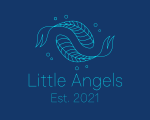 Blue Pisces Fish Swimming  logo design